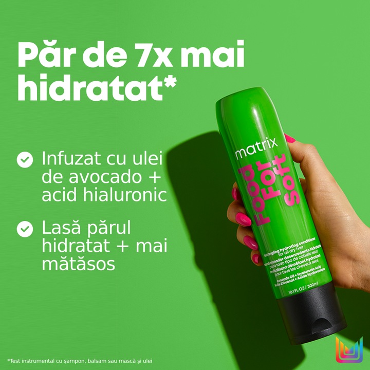 Balsam profesional Matrix Food for Soft cu ulei de avocado si acid hialuronic, pentru par uscat, 300ml