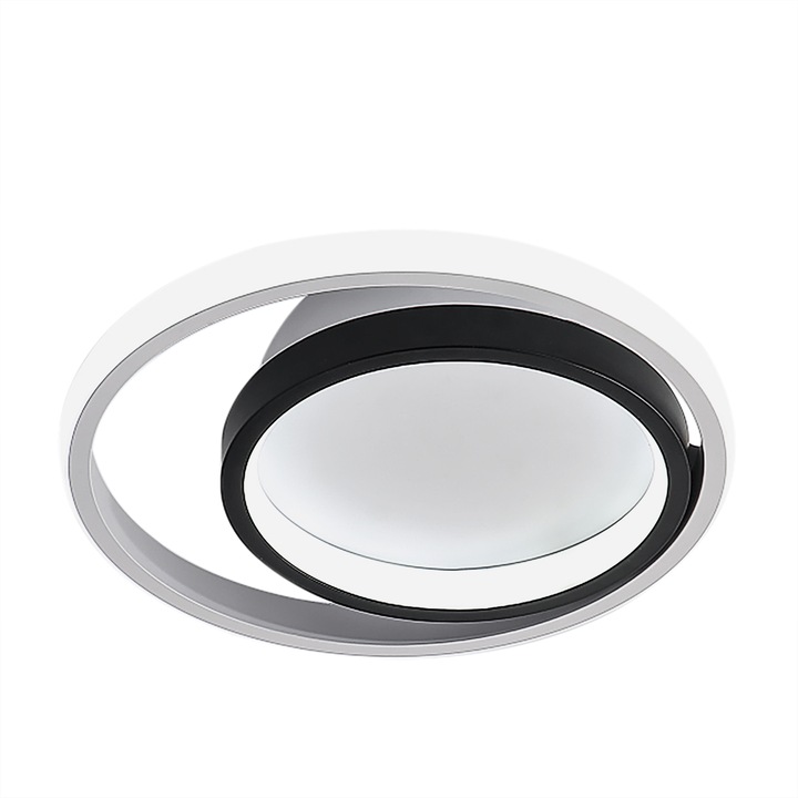 LED таванна лампа, Toollight, алуминий, кръгла, 220v, 27w, размер 25 * 25 * 5 cm, топла светлина, черно/бяло