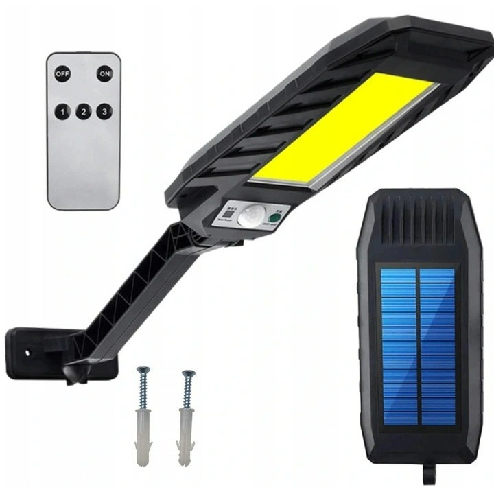 Lampa solara cu telecomanda, Led, Plastic, 180 Cob, Negru
