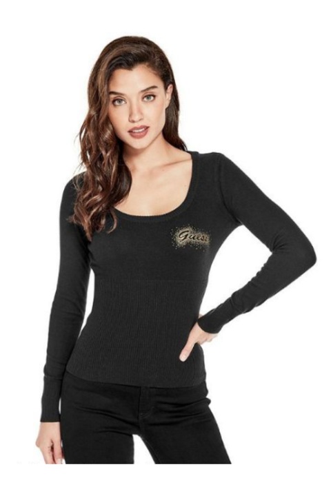 Pulover dama, GUESS, bumbac/nailon, negru, M