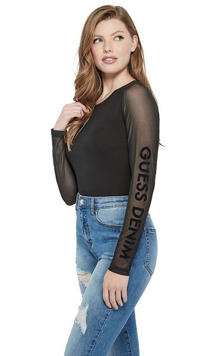 Női felső, GUESS, műselyem/elasztán, fekete, S