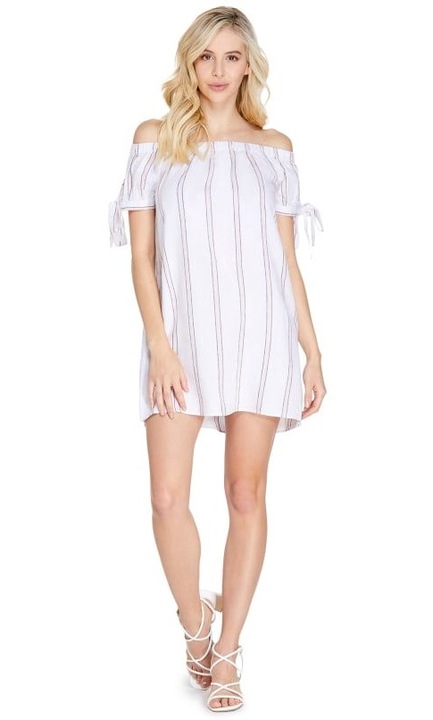 Дамска рокля, GUESS, платно/вискоза, бяла, S