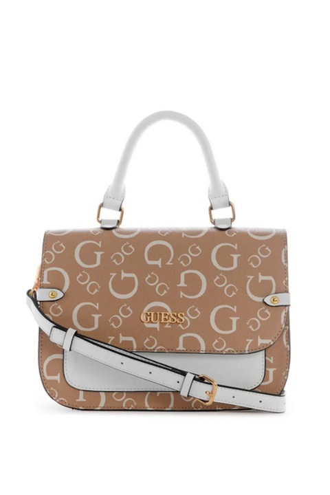 Дамска чанта за кръст Keston, Guess, Synthetic, 25 x 19 x 10 см, Кафяво/Бяло