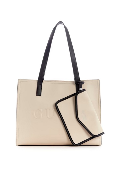 Дамска чанта Briar, Guess, Екологична кожа, 36 x 28 x 14 см, Черен/Бежов