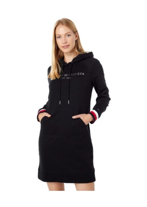 Дамска рокля Tommy Hilfiger, Памук/Полиестер, Черна, L