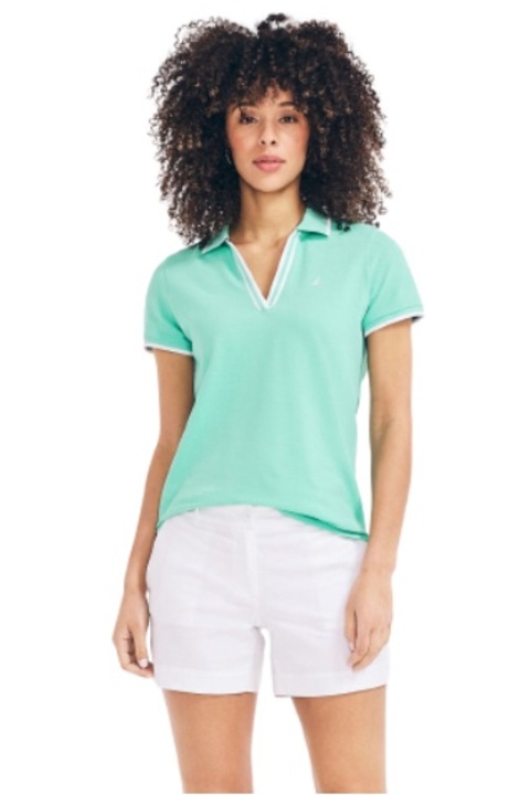 Tricou polo dama, Nautica, Bumbac/Elastan/Poliester, Verde, S