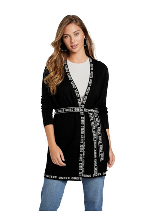 Női pulóver-kardigán, Guess, viszkóz/poliamid, fekete, XS