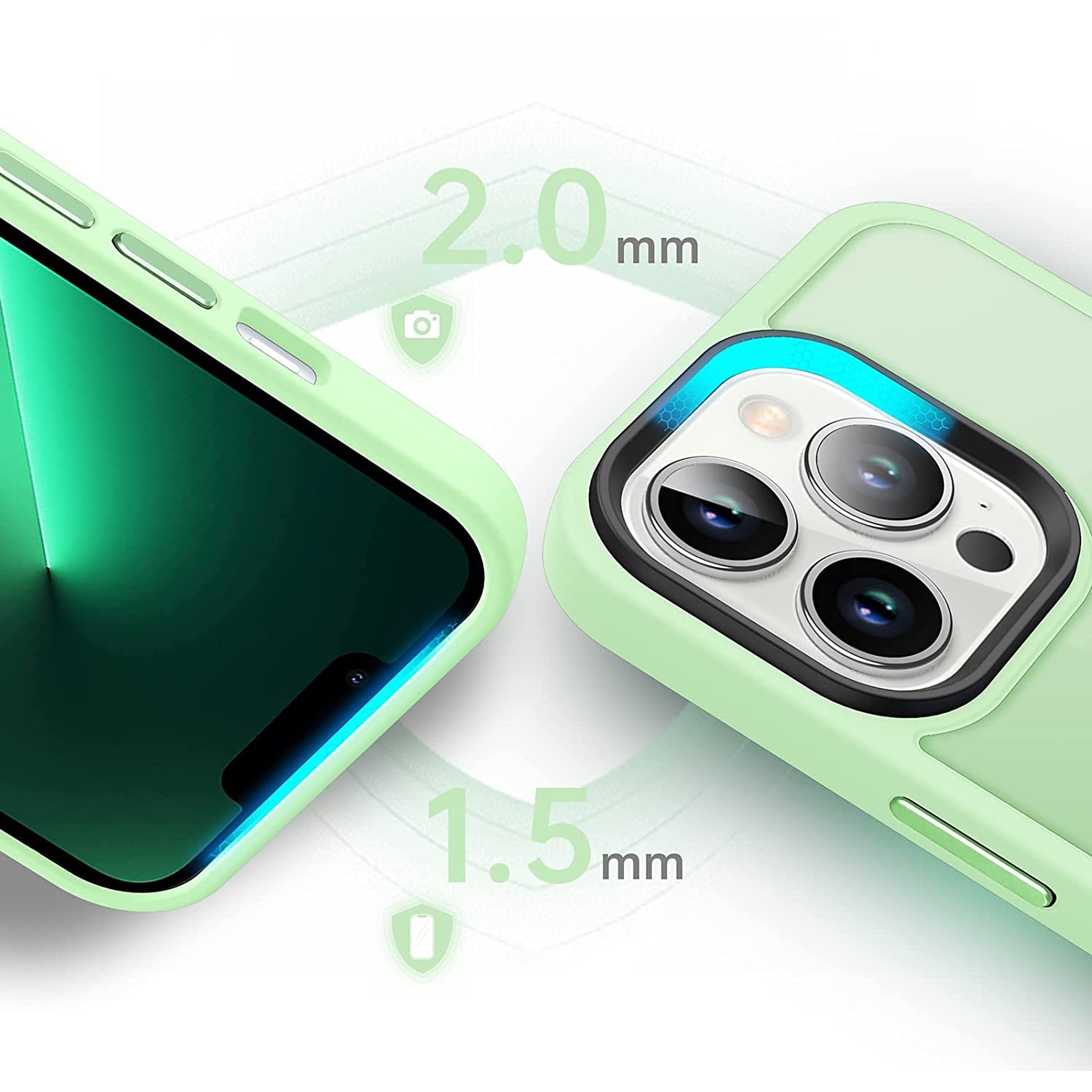 Husa pentru IPhone 13 PRO MAX, MobileSmart, Hybrid ultra slim, carcasa spate Antisoc, Light Green