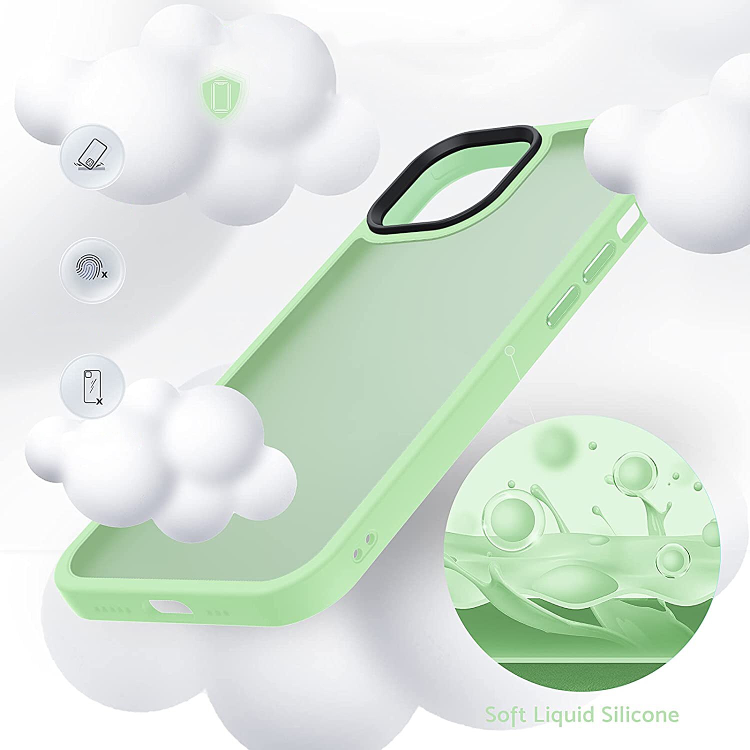 Husa pentru IPhone 13 PRO MAX, MobileSmart, Hybrid ultra slim, carcasa spate Antisoc, Light Green