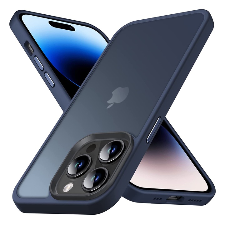 Husa pentru IPhone 14 PRO, MobileSmart, Hybrid ultra slim, carcasa spate Antisoc, Blue