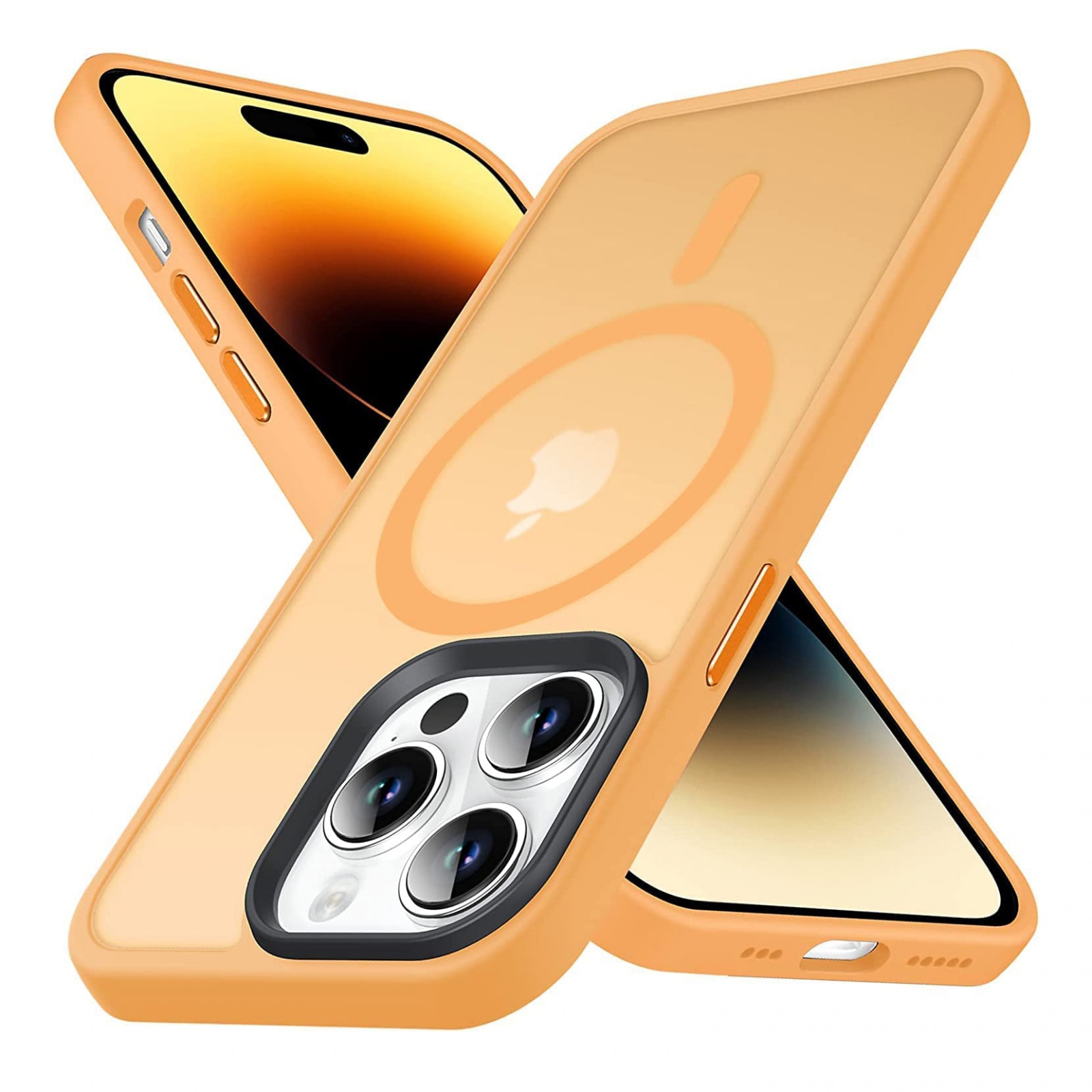 Husa de protectie pentru Iphone 12/12 Pro, compatibila Magsafe, Hybrid, Antisoc, Orange