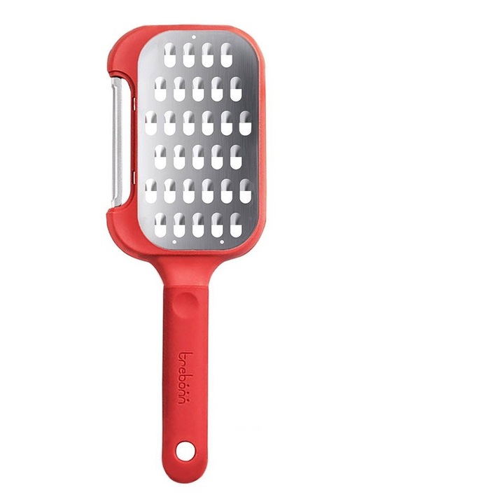 Рендета за зеленчуци Peel + Grate, Trebonn, Неплъзгаща се дръжка, Неръждаема стомана, Червена