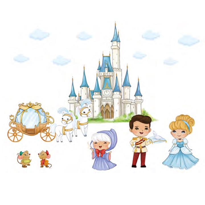 Sticker decorativ printesa albastra autocolant perete camera copii, 100x75 cm