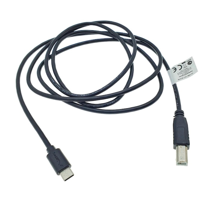 Cablu pentru imprimanta, negru, cu mufa USB-C la USB-B si o lungime de 1.8 metri