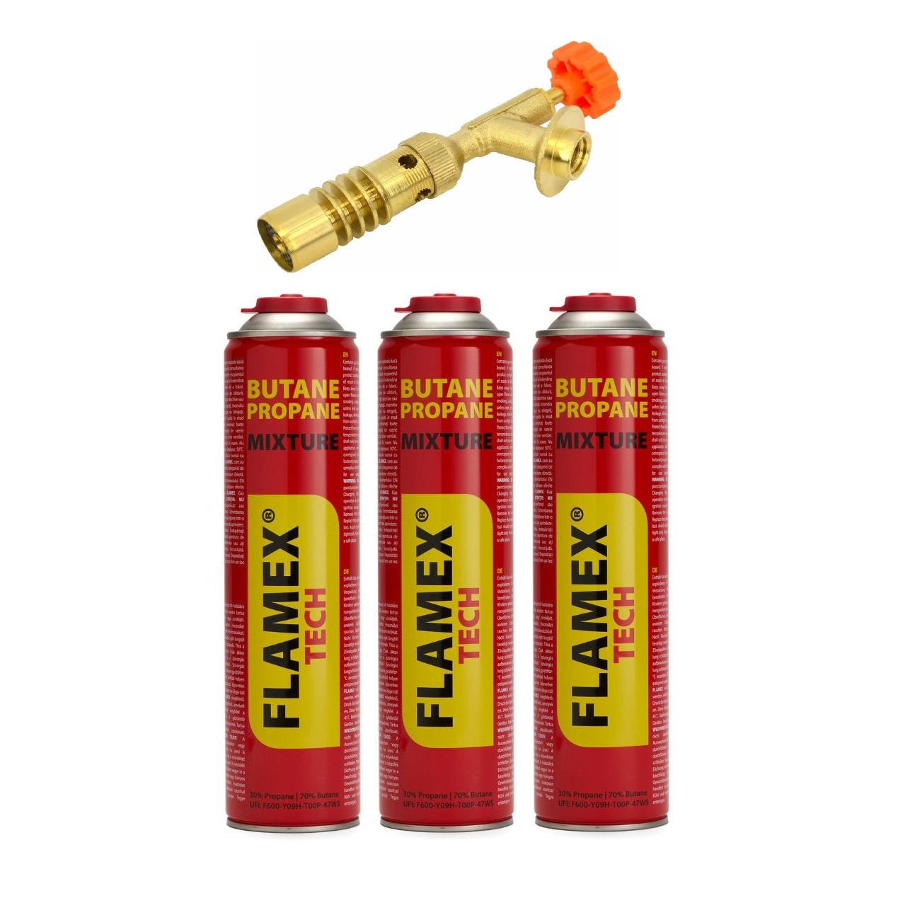 Комплект горелки за заваряване/спояване/запояване и 3 цилиндъра Flamex ...