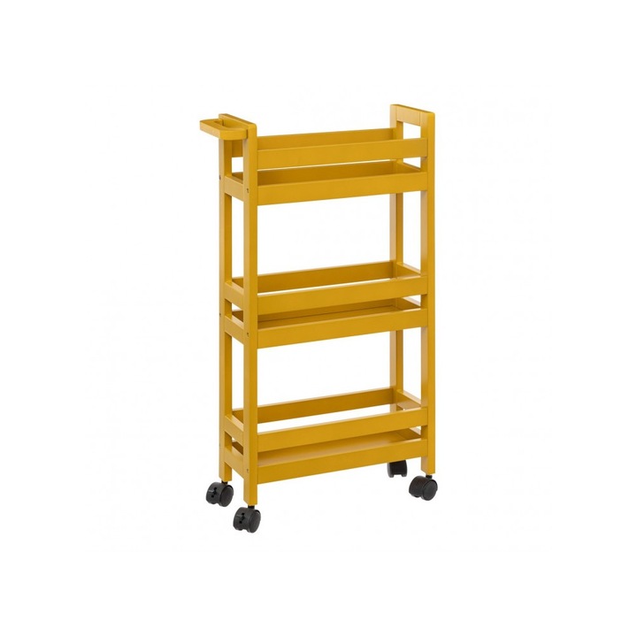 Vaduz универсален рафт, MDF, жълт, с колела, 40 x 15 x H 75 см