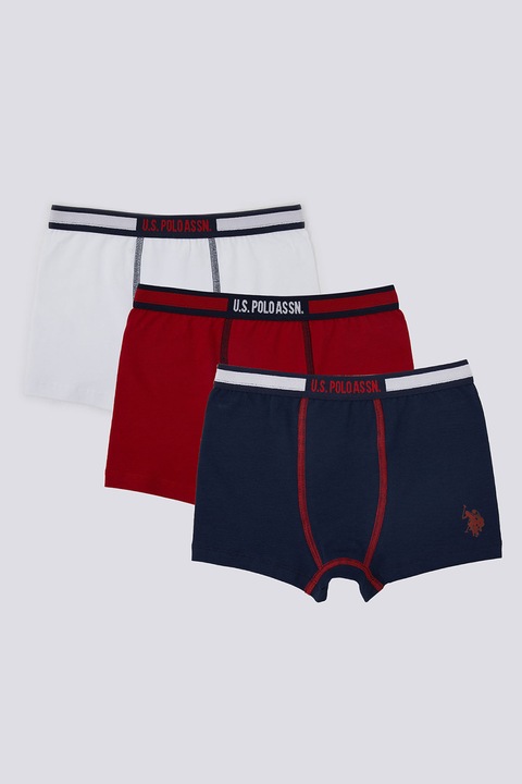 U.S. Polo Assn., Set de boxeri - 3 perechi, Alb/Bleumarin, 110-116 CM