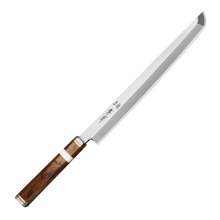 Shiden Noz Sakimaru kés, Sakai Takayuki, Inox, Fa nyél, 27 cm, Ezüst/Barna