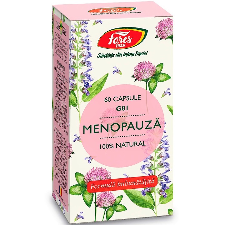 Supliment femei Menopauza, formula imbunatatita, 60 capsule, Laboratoarele Fares