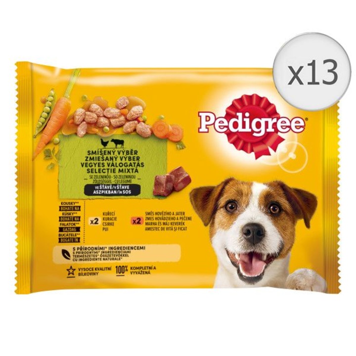 Pedigree 4-pack alutasakos nedves kutyaledel csirkével marhával és zöldségekkel, 52x100g