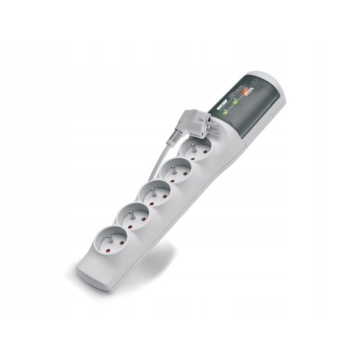 Удължител с 5 гнезда Acar 1,5 метра Сив