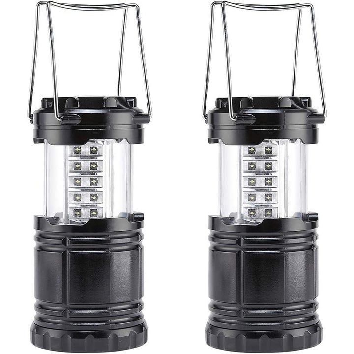 Set 2 x Lumina de camping, LED, Negru