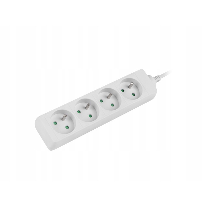 Удължителен кабел, Lanberg, 1,5 м 4x 230V бял CU кабел