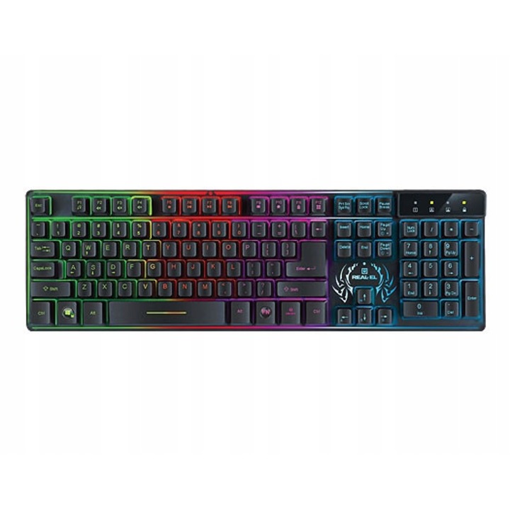 RGB клавиатура, REAL-EL, черна