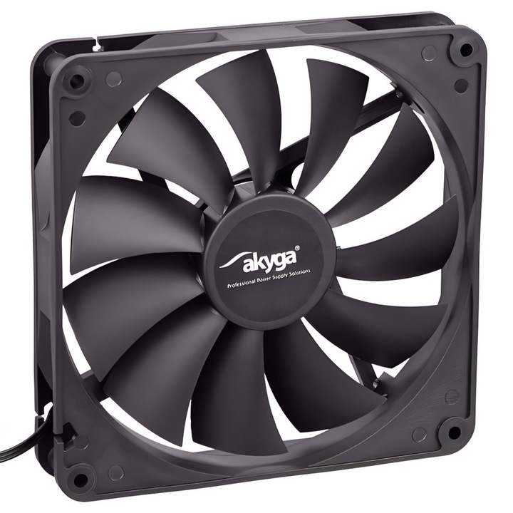 Ventilator sistem, Akyga, 3 Pini, 14 cm, Negru