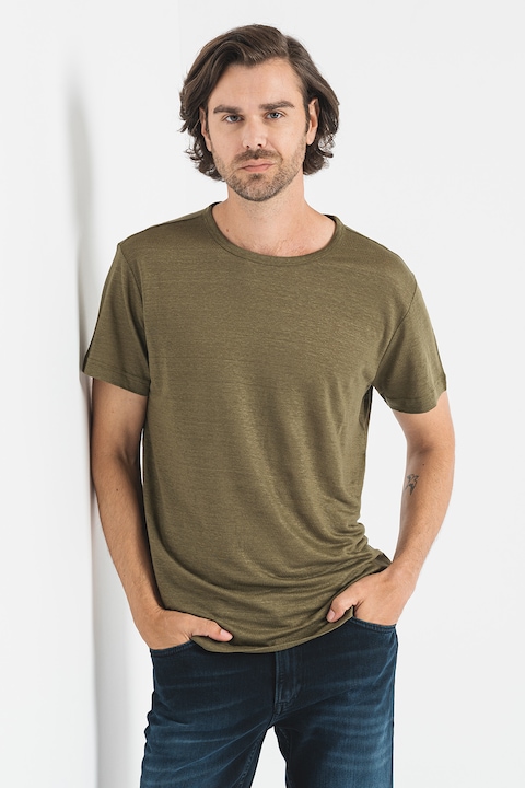 Gant, Tricou regular fit de in, Kaki, L
