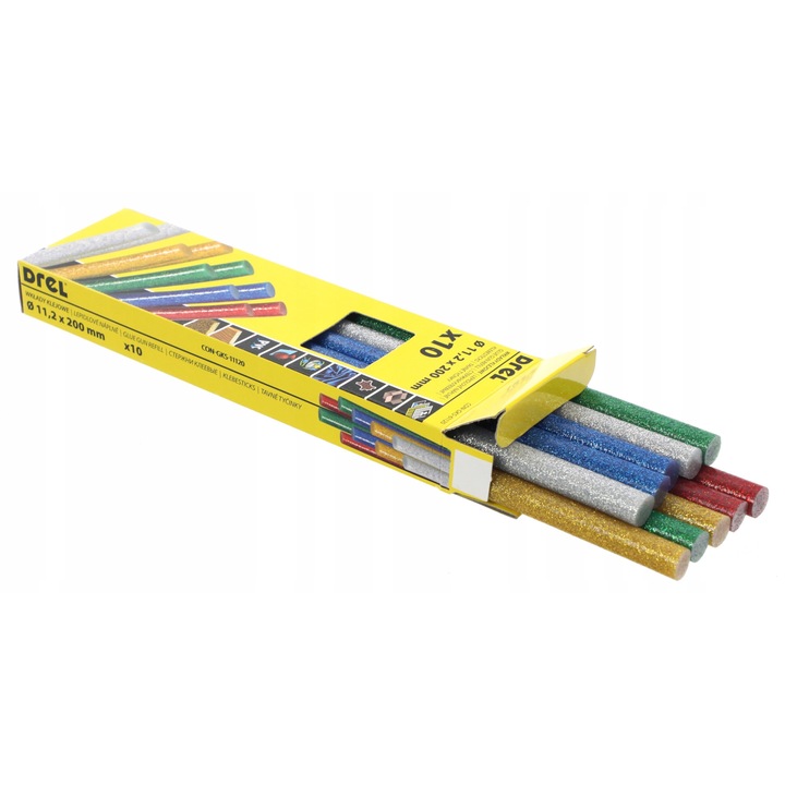 Botok Drel ragasztópisztolyhoz, 200mm, Multicolor, 10 db