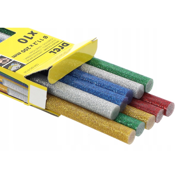Batoane pentru pistol lipici Drel, 200mm, Multicolor, 10 buc