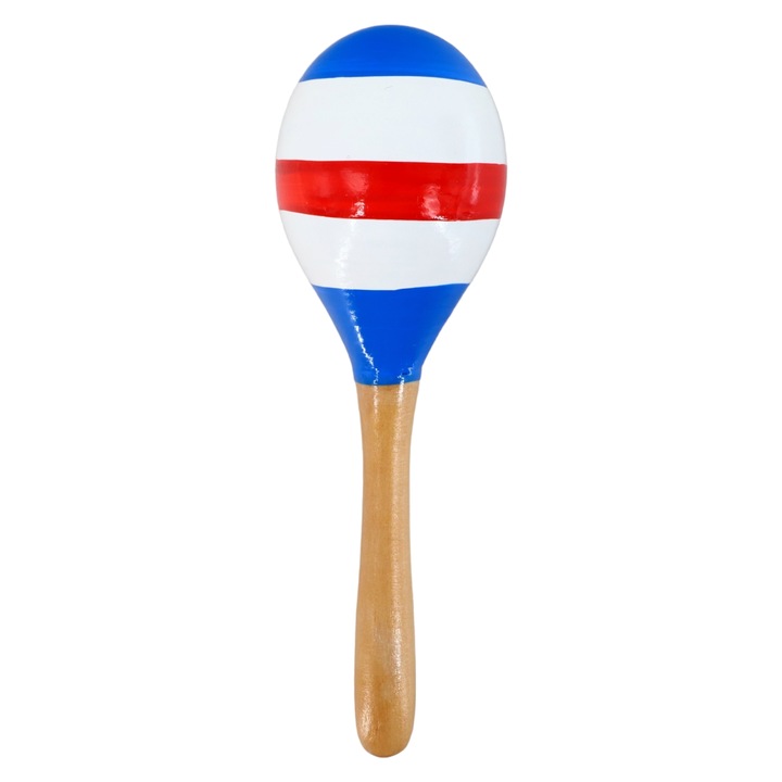Maracas din lemn, instrument muzical pentru copii, NO159, 19 cm, Multicolor