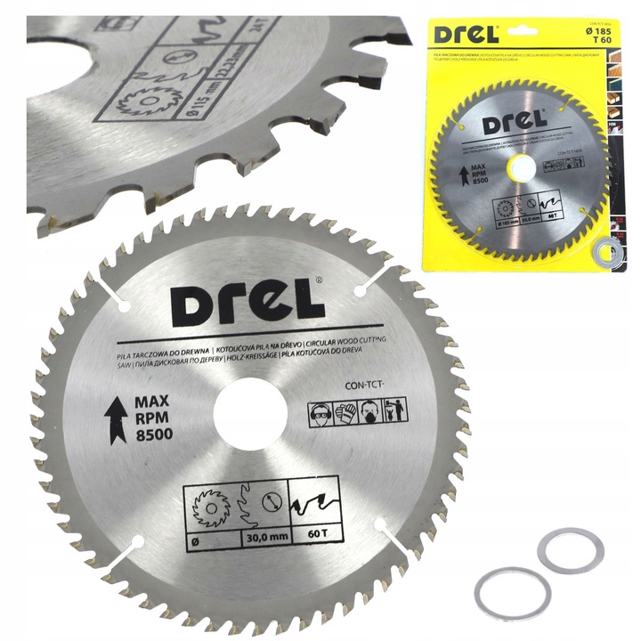 Disc Pentru Lemn, 185 x 30 mm, Diametru 185 mm, Orificiu Interior 30 mm, Numar De Dinti 60, Material Carbura Sinterizata