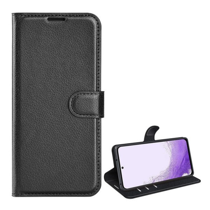 Samsung Galaxy S23 (SM-S911) Tok álló, bőr hatású (FLIP, oldalra nyíló, asztali tartó funkció, prémium) FEKETE