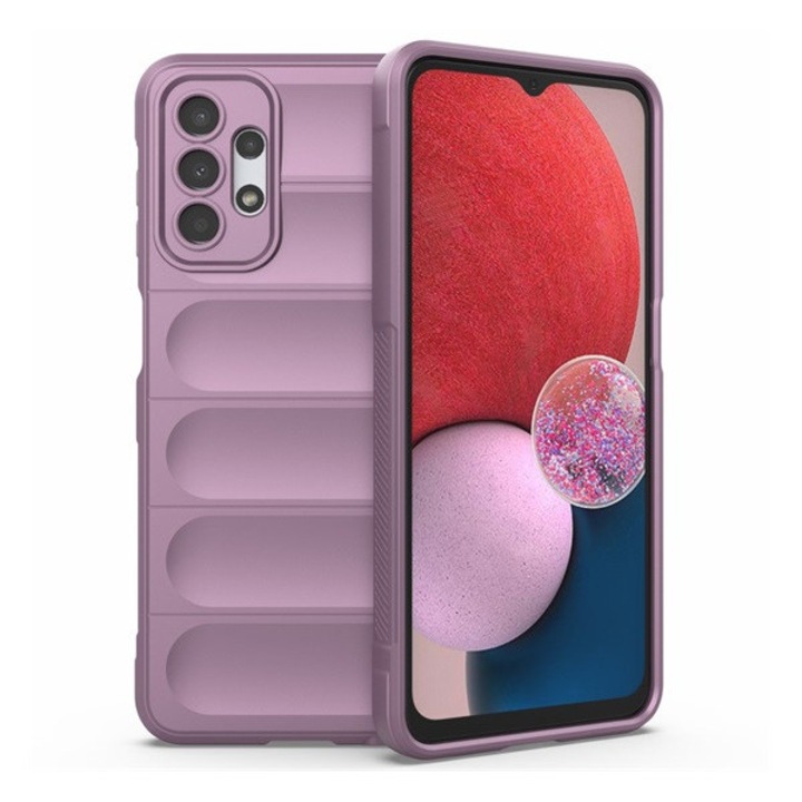 Samsung Galaxy A13 4G (SM-A135F / A137F) Szilikon telefonvédő (közepesen ütésálló, kamera védelem, 3D minta) LILA
