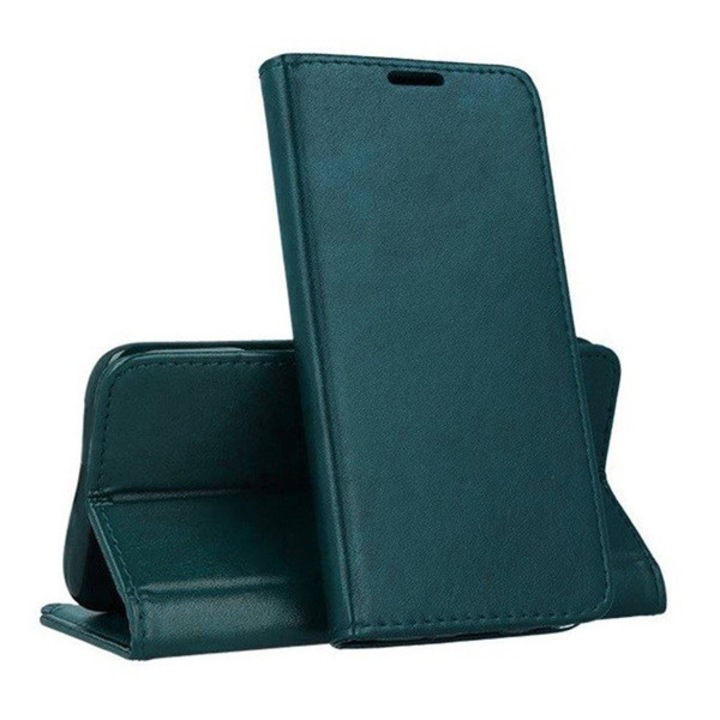 Samsung Galaxy A14 5G (SM-A146), Samsung Galaxy A14 4G (SM-A145) Tok álló, bőr hatású (FLIP, oldalra nyíló, asztali tartó funkció) SÖTÉTZÖLD
