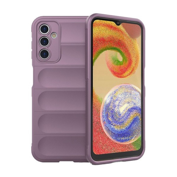 Samsung Galaxy A14 5G (SM-A146), Samsung Galaxy A14 4G (SM-A145) Szilikon telefonvédő (közepesen ütésálló, kamera védelem, 3D minta) LILA