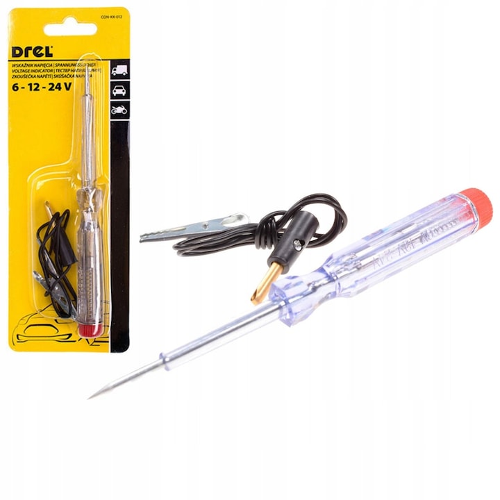 Tester de tensiune, Drel, 6-24V, 140 mm