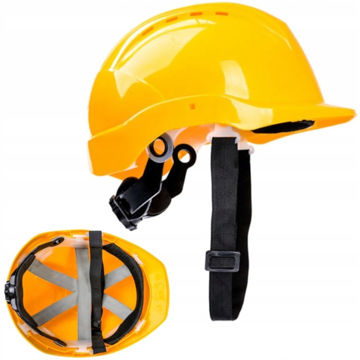 Casca De Protectie, Burghiu, Produs Conform Standardului En397 2012+A1 2012, Sistem De Prindere Reglabil Pentru Bareta Sub Barbie, Protejeaza Impotriva Loviturilor La Cap De Obiecte Fixe, Casca Absoarbe Energia Impactului, Galben