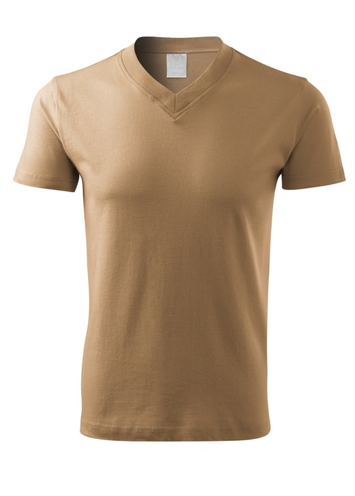 Tricou unisex, Single Jersey, 100% Bumbac, Croiala tubulara, V-Neck, Maro