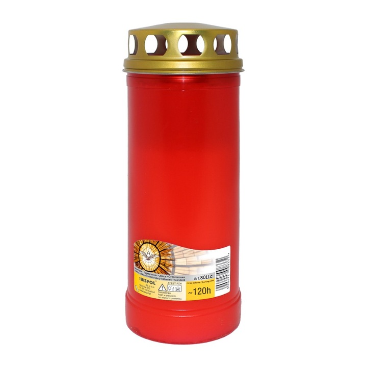 Свещ с капак Италия 80 л Червен, 120 часа