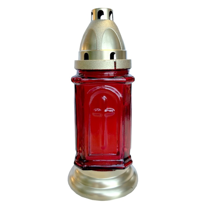 Candela Felinar din Sticla Rosu, 24 Ore