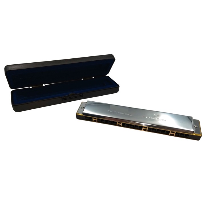 Метална музикална хармоника IdeallStore®, Performance Harmony, неръждаема стомана, 17,5 см, сребриста