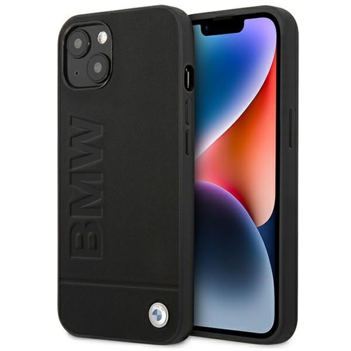 BMW BMHCP14MSLLBK Apple iPhone 14 Plus fekete Leather Stamp telefontok