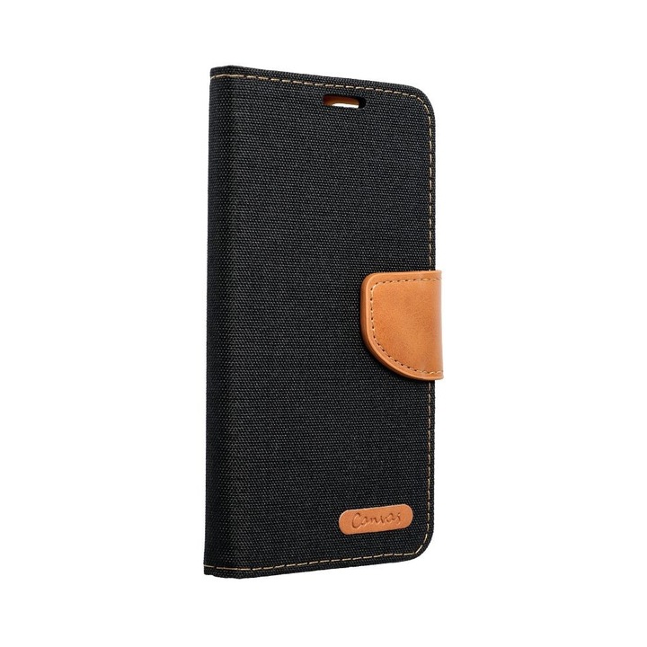 Xiaomi Redmi Note 12 5G (Globál) / Poco X5 5G kompatibilis telefontok, könyvtok, mágneszáras, bankkártya tartós, fekete, Canvas