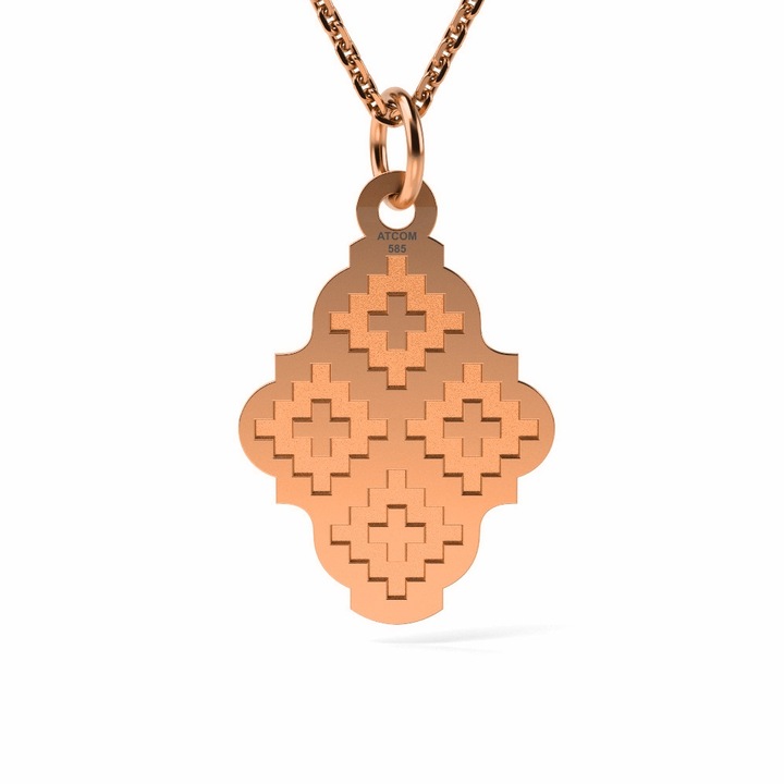 Lantisor cu pandantiv din aur roz model Motive Traditionale Ardeal