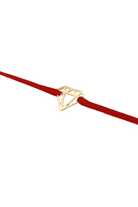 Bratara cu snur rosu reglabil si pandantiv diamant Aur14k