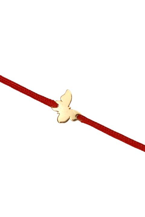 Bratara cu snur rosu reglabil si pandantiv fluture Aur14k