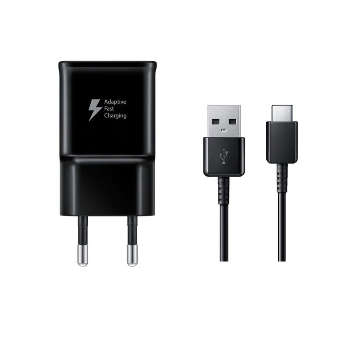 Komplett töltő, Gyorstöltő 15W, Type-C kábel, Samsung, Fekete, Ovio Connect